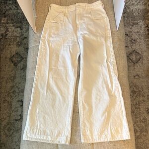 GAP WIDE LEG COTTON HIGH RISE WHITE DINEM PANTS WITH BUTTON DOWN PICKET SZ 8